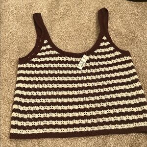 Madewell Brown and Cream Striped Crop Top